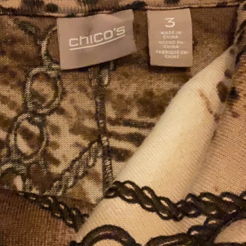 Chico's Equestrian Tan and Brown Patterned Top Size XL Retail $99 - Picture 5 of 5